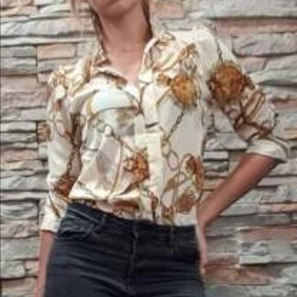 Chain Print Longline Sleeve Blouse - Picture 6 of 8